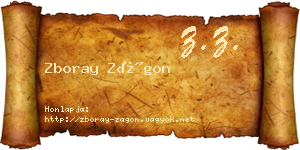 Zboray Zágon névjegykártya